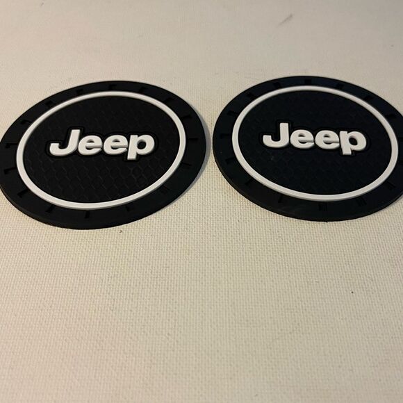Jeep cup Coasters in black and white Set of 2 NWT - Picture 4 of 4